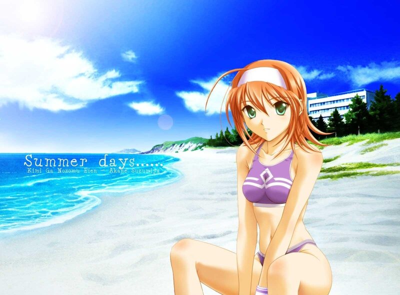 Anime girl at the beach