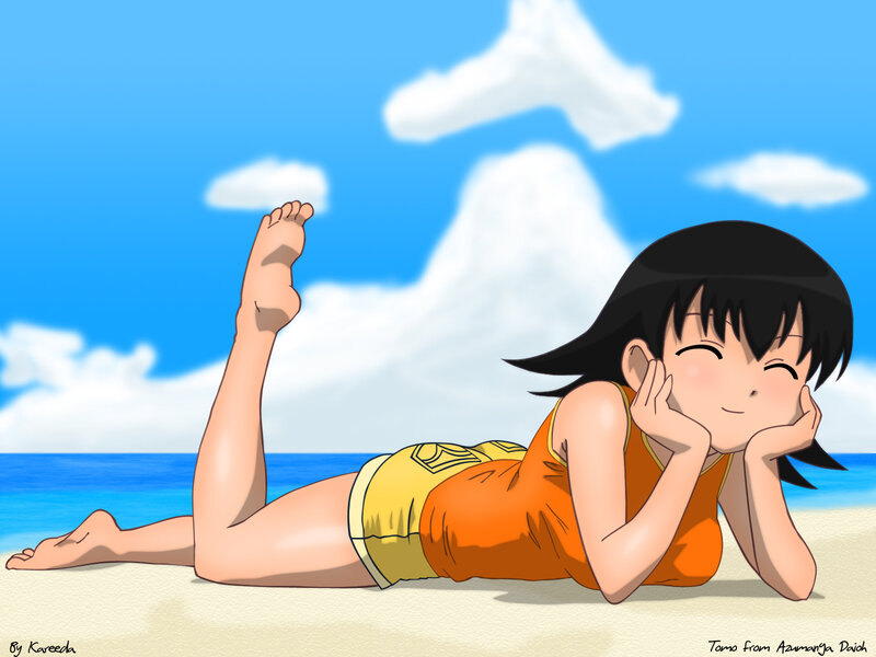 Anime girl at the beach