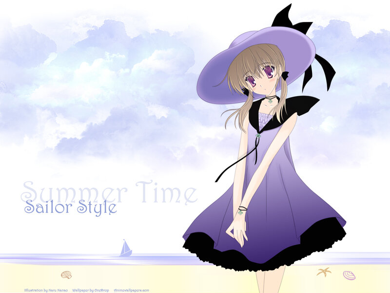 Anime girl at the beach