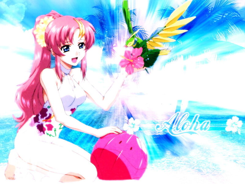 Anime girl at the beach