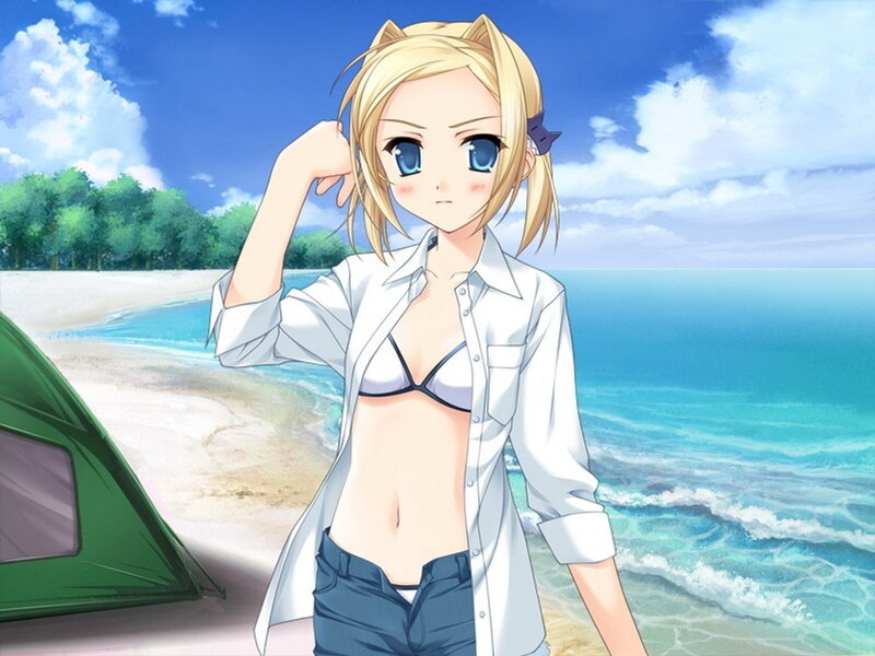 Anime girl at the beach