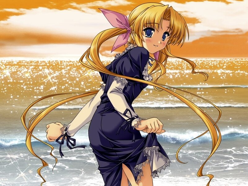 anime girl at the beach