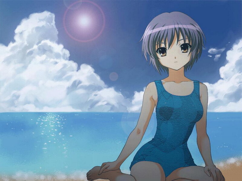 anime girl at the beach