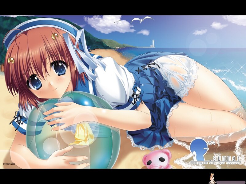 anime girl at the beach