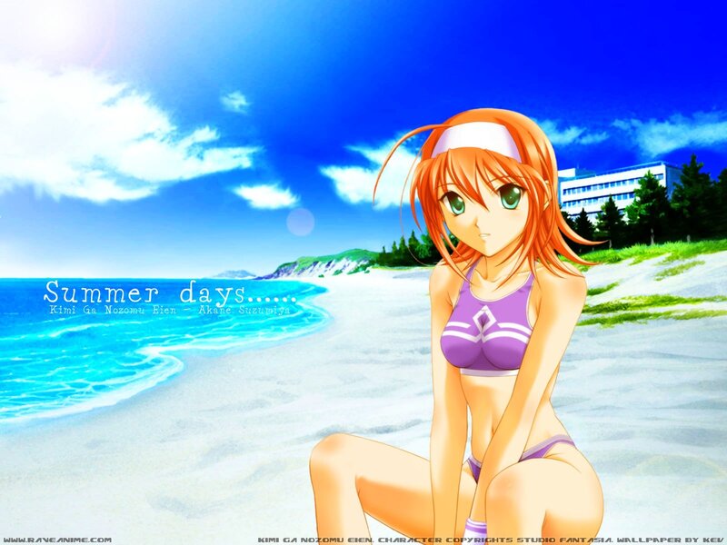 Anime girl at the beach