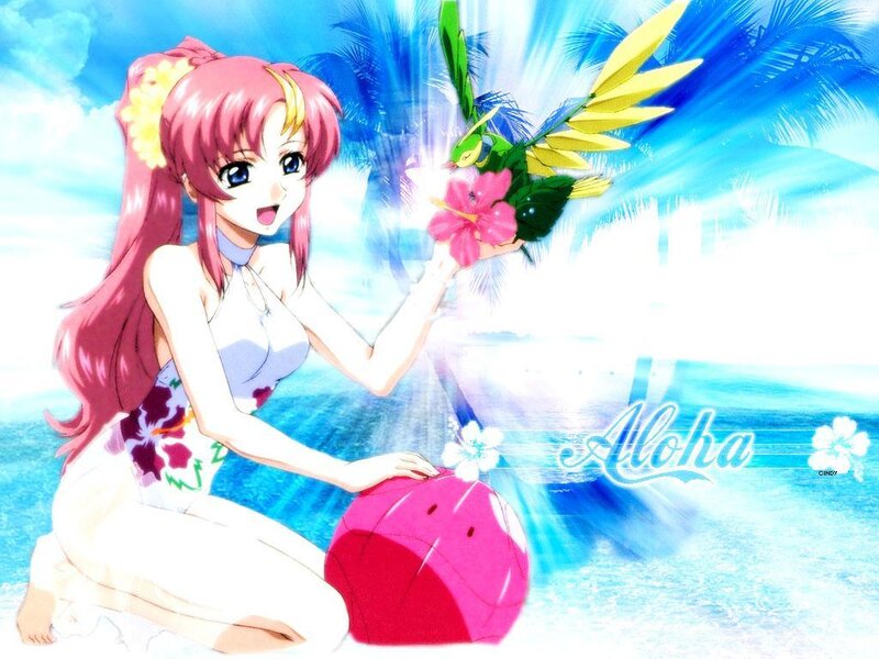 Anime girl at the beach