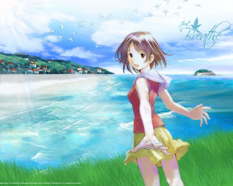 Anime girl at the beach