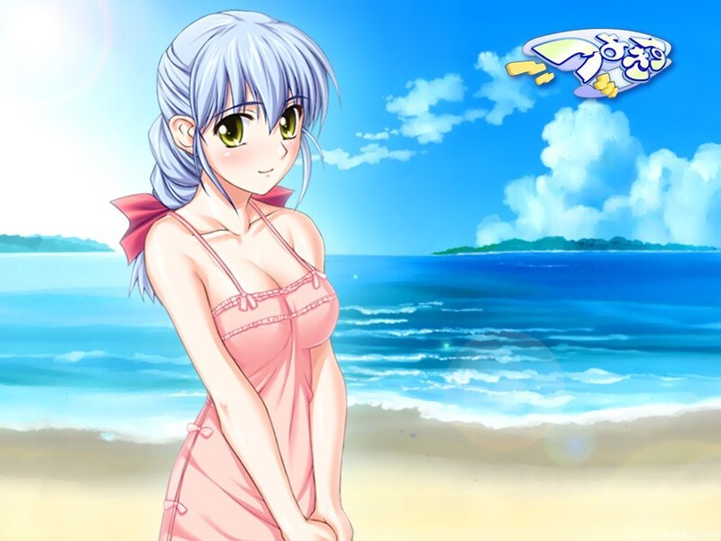 Anime girl at the beach