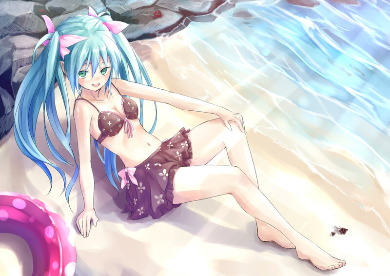 Anime girl at the beach