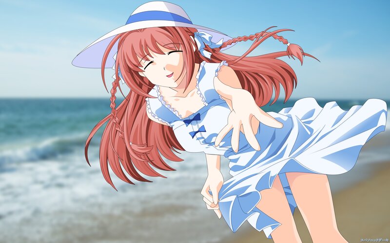 Anime girl at the beach