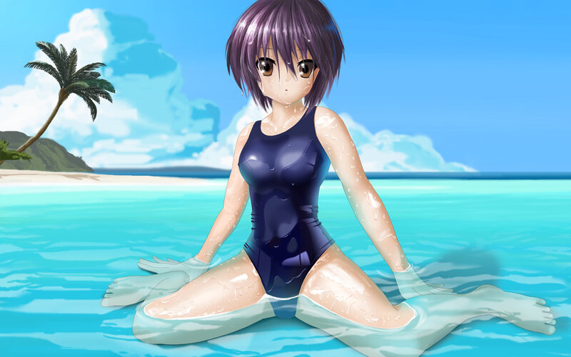 anime girl at the beach