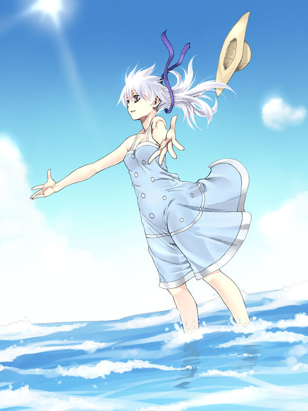 anime girl at the beach
