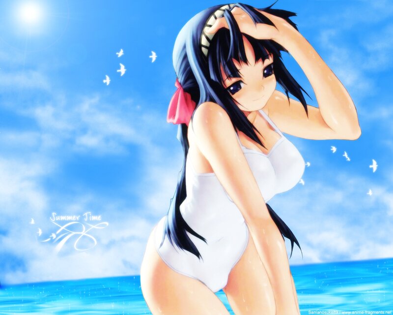 Anime girl at the beach
