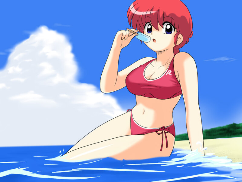 anime girl at the beach