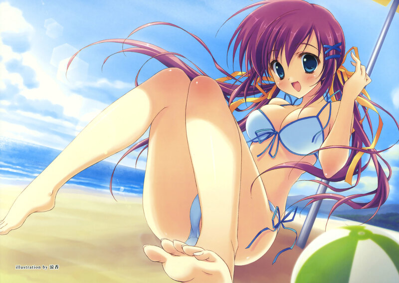 Anime girl at the beach