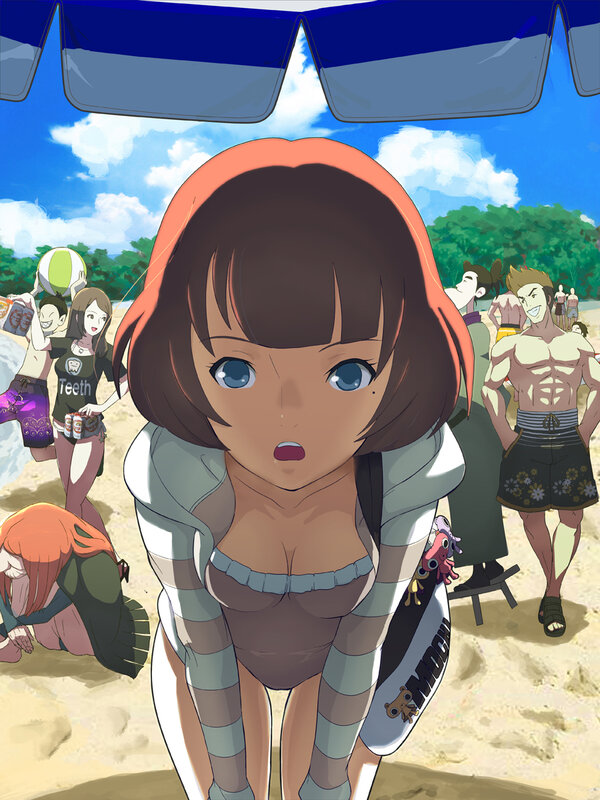 anime girl at the beach