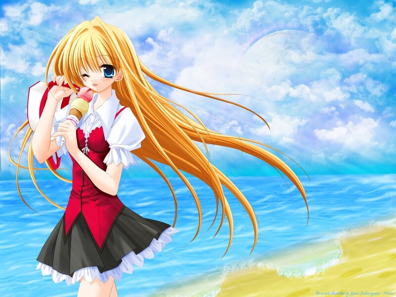 Anime girl at the beach