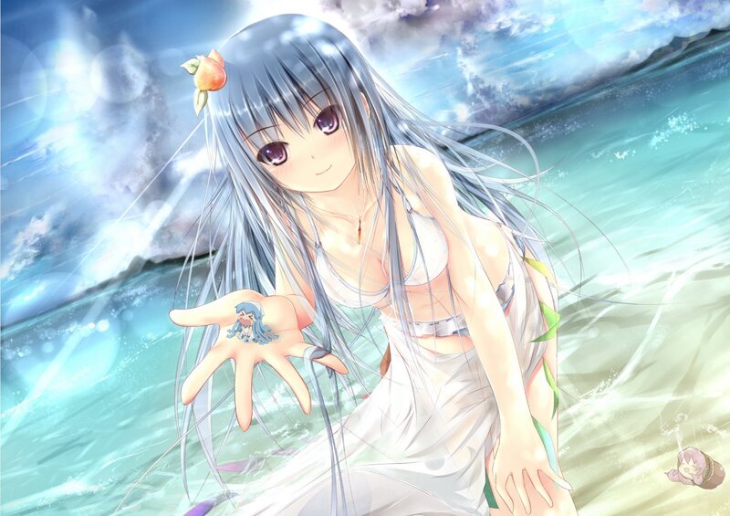 Anime girl at the beach