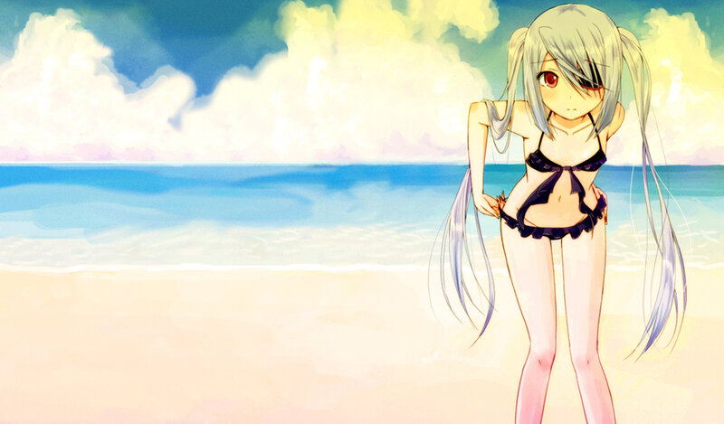 anime girl at the beach