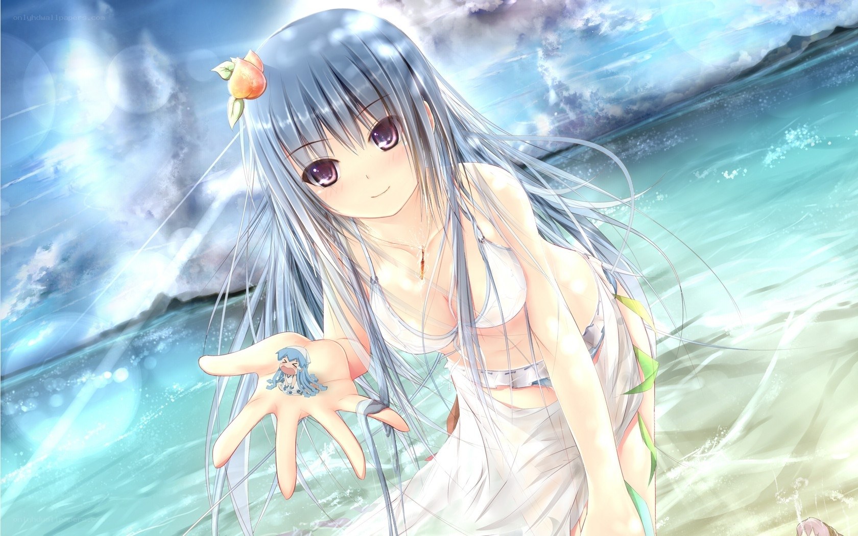 Anime girl at the beach