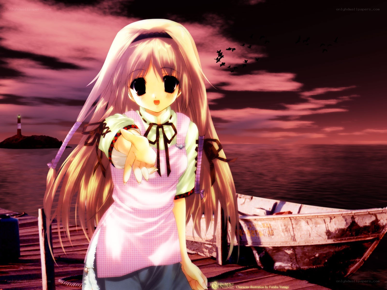 Anime girl at the dock
