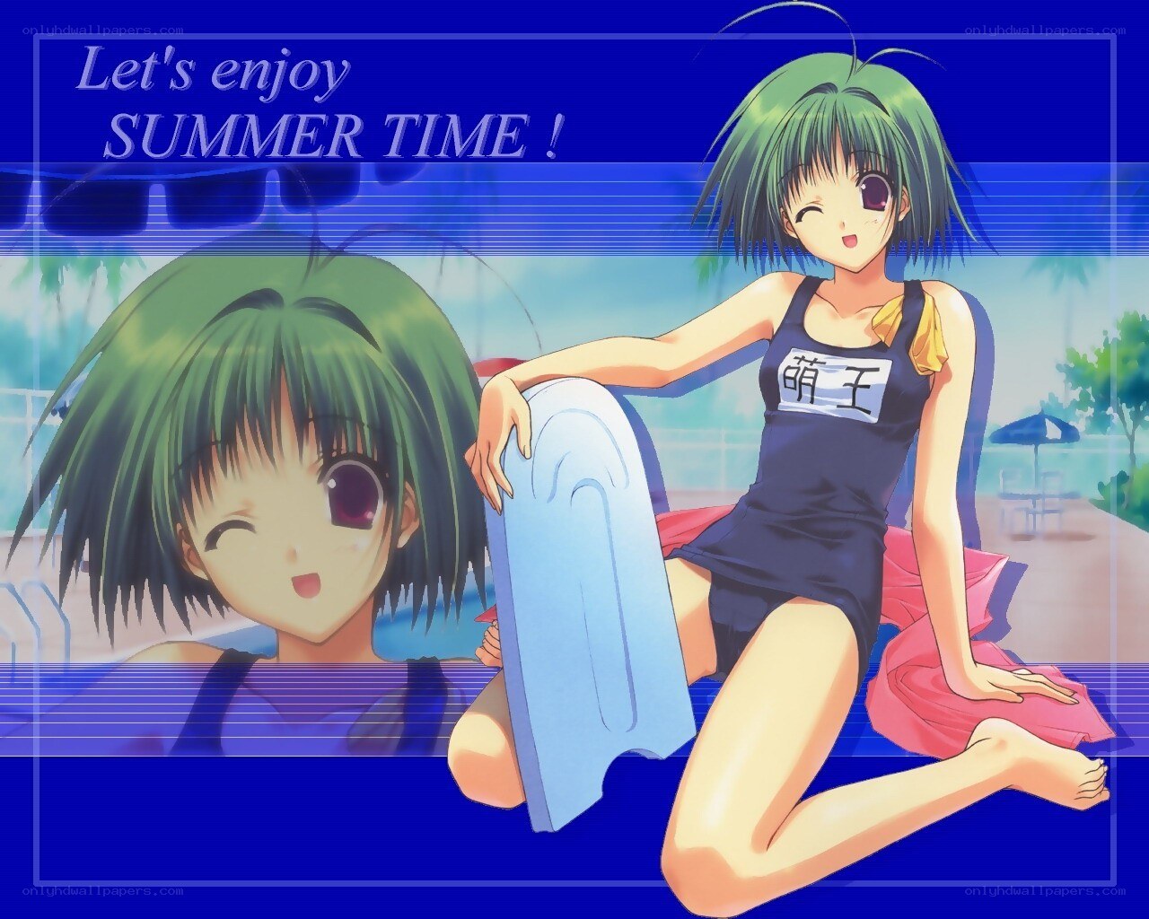Anime girl at the pool