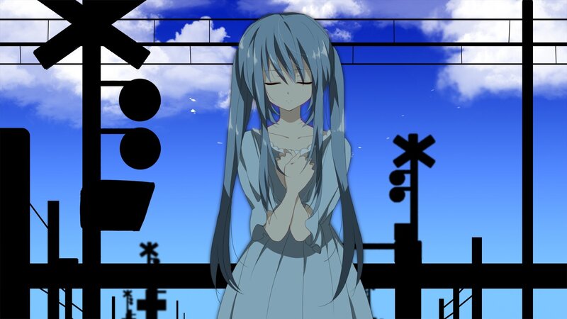 anime girl at train crossing