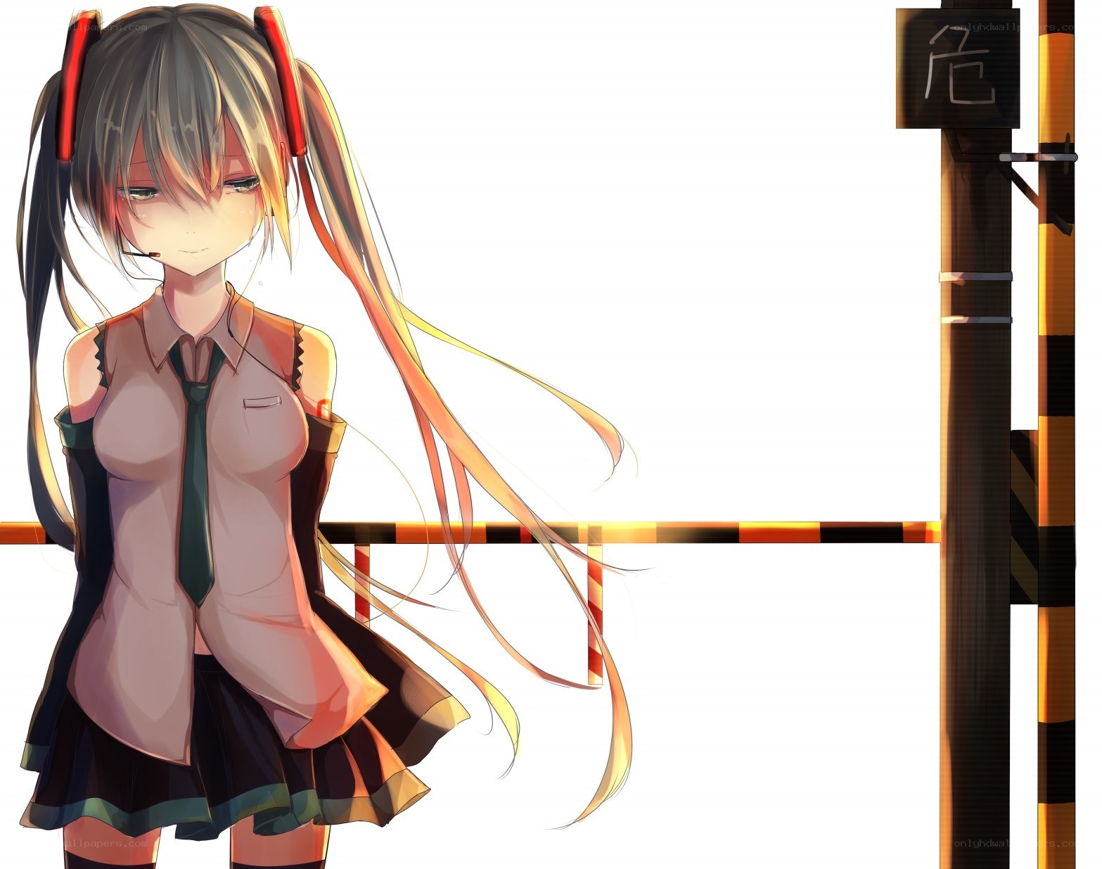 anime girl at train crossing