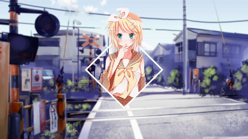 Anime Girl at Train Crossing — Blue