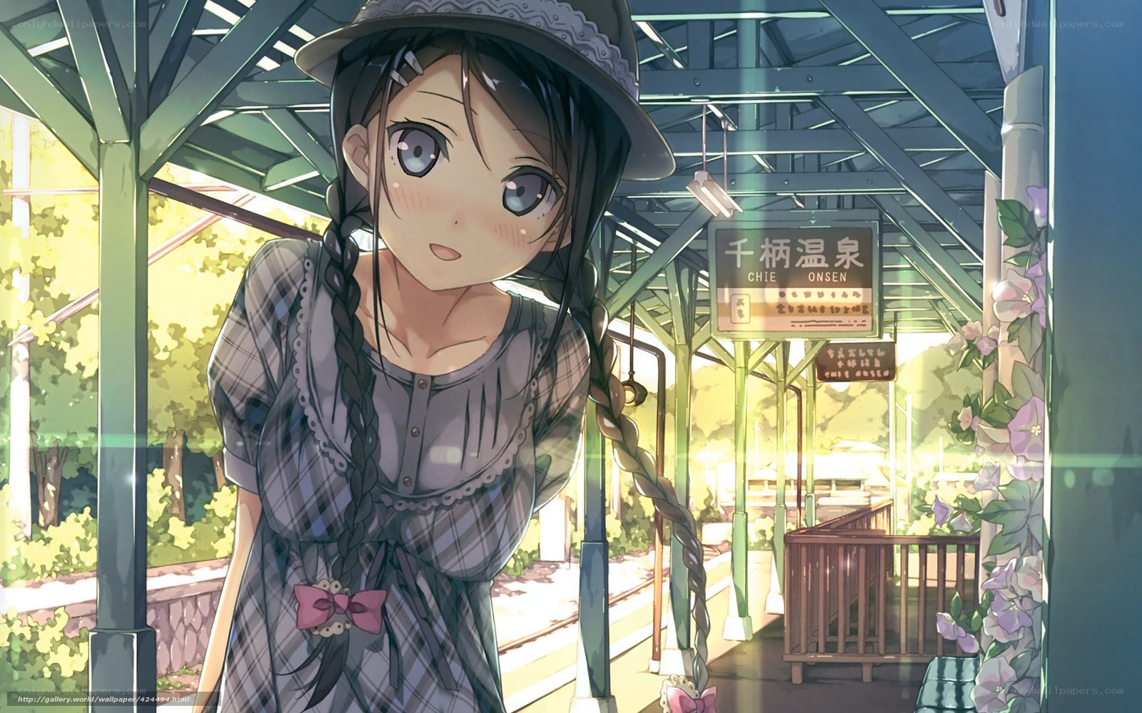 Anime girl at train station