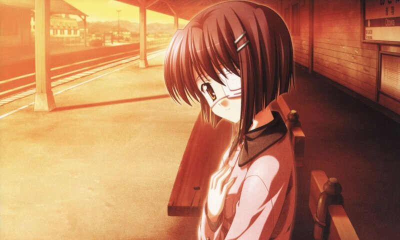 anime girl at train station