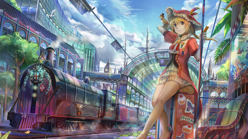 anime girl at train station