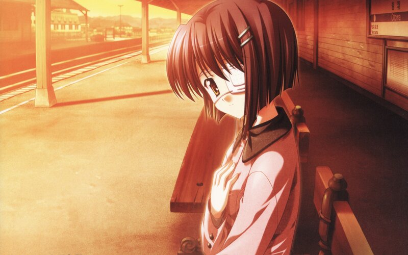 anime girl at train station