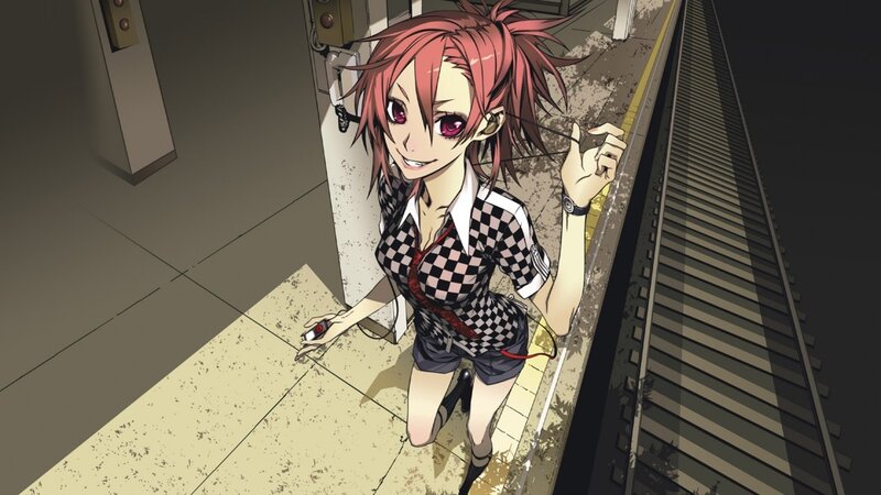 anime girl at train station