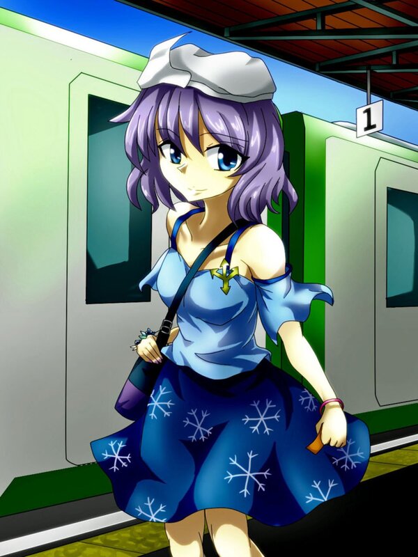 anime girl at train station