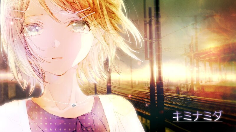 Anime girl at train station
