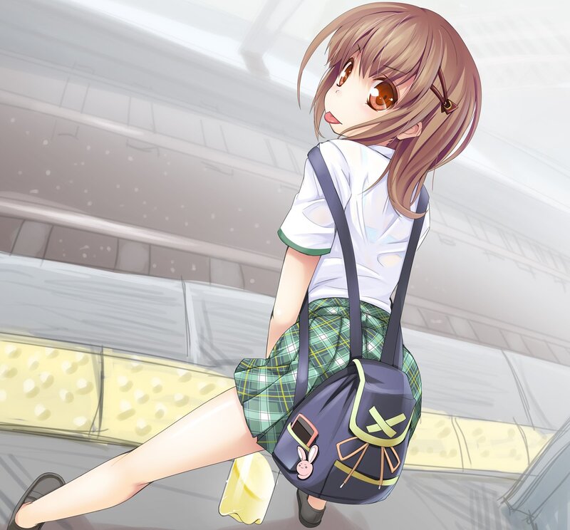 anime girl at train station