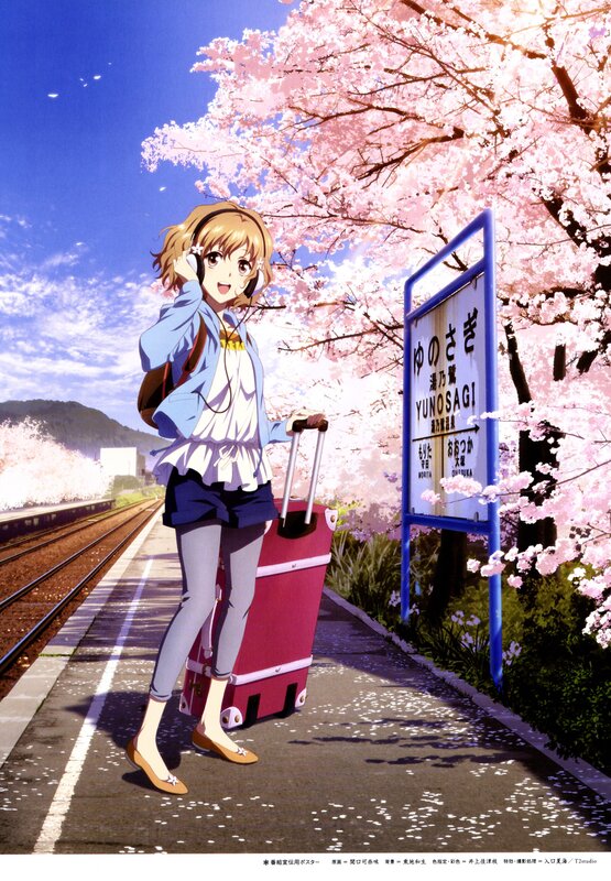 Anime girl at train station