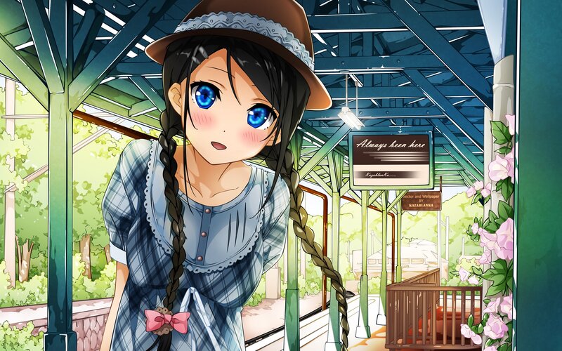 anime girl at train station