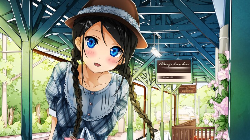 anime girl at train station