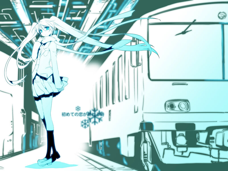 Anime girl at train station