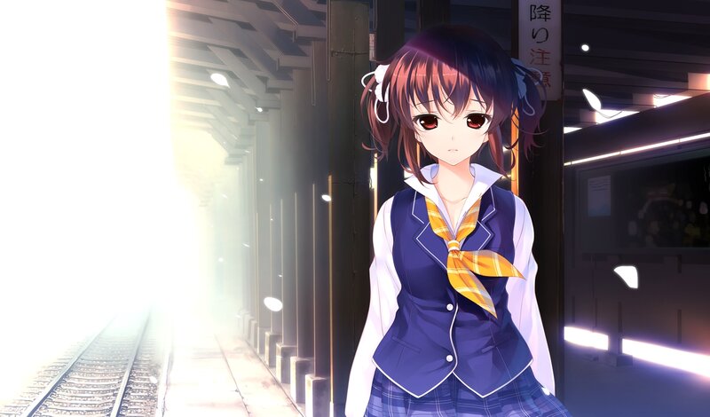 Anime Girl at Train Station — Blue, Dramatic