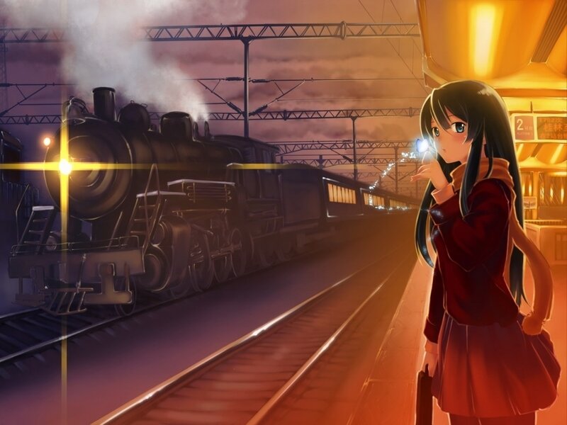 Anime Girl at Train Station — Orange