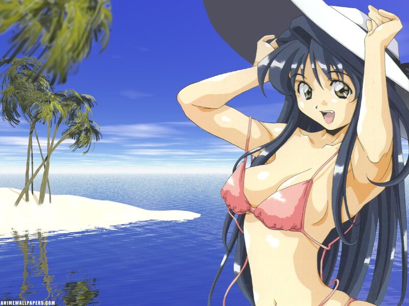 anime girl at tropical beach