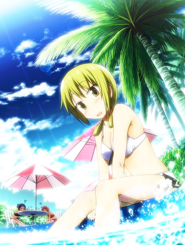 Anime girl at tropical beach