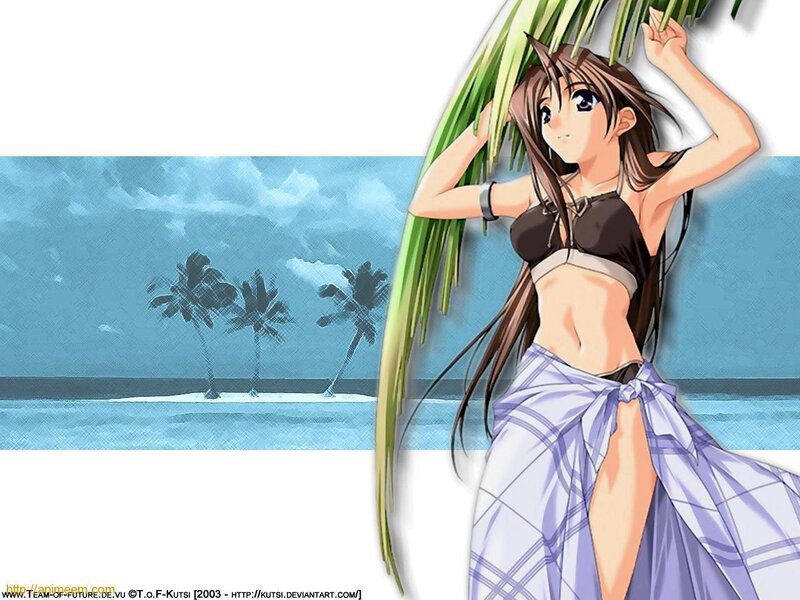 anime girl at tropical beach