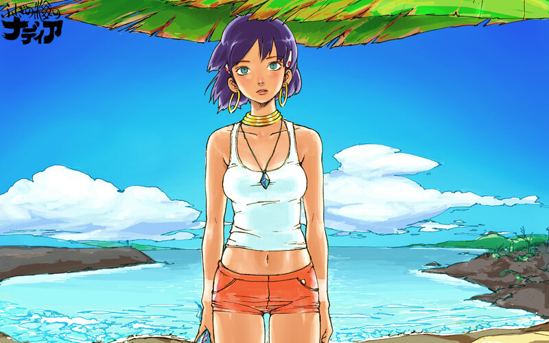 anime girl at tropical beach