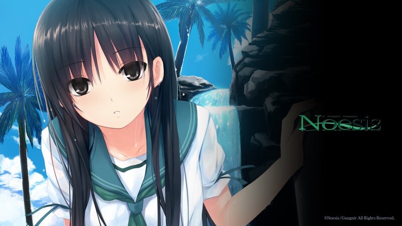 anime girl at waterfall