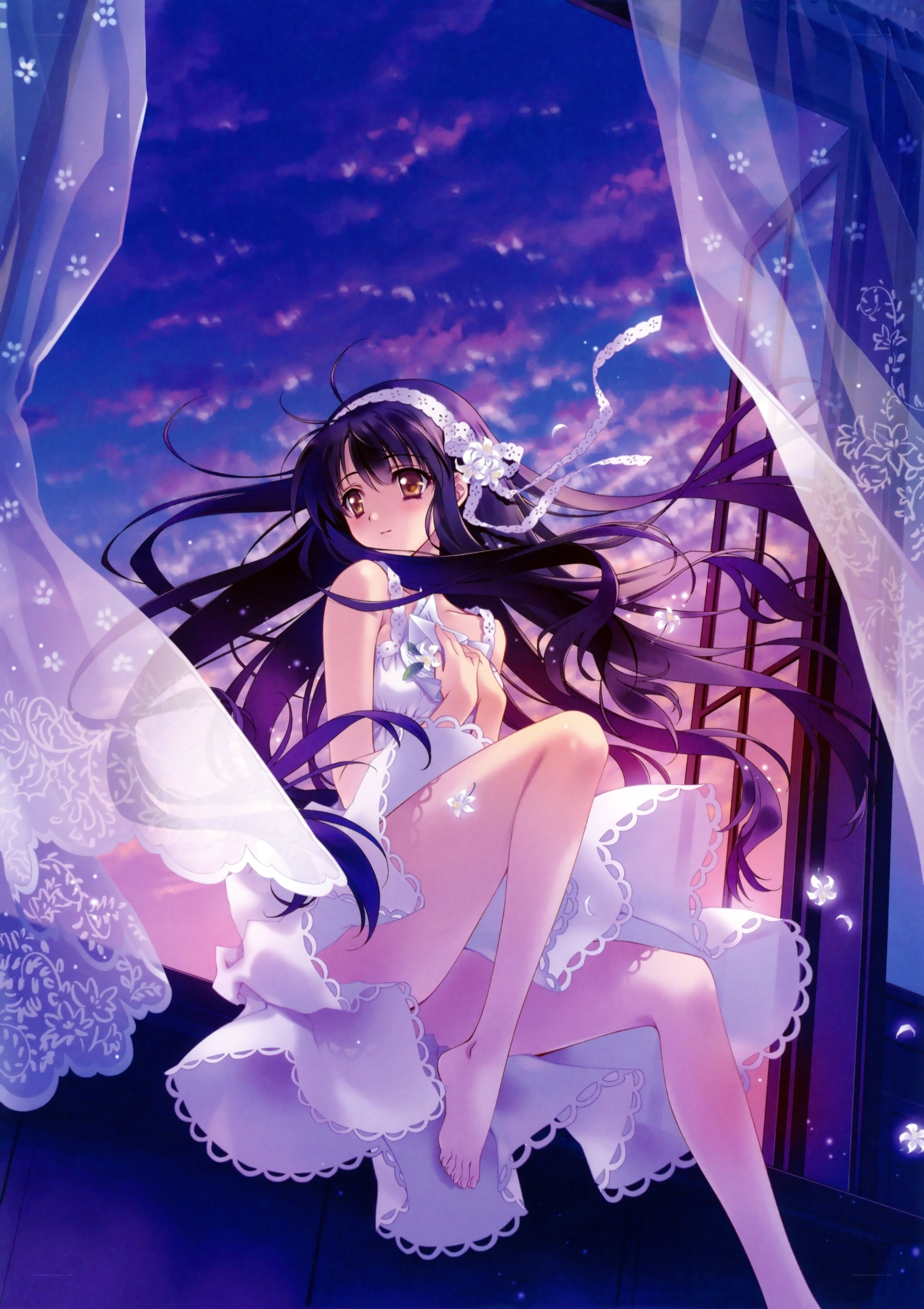 anime girl at window