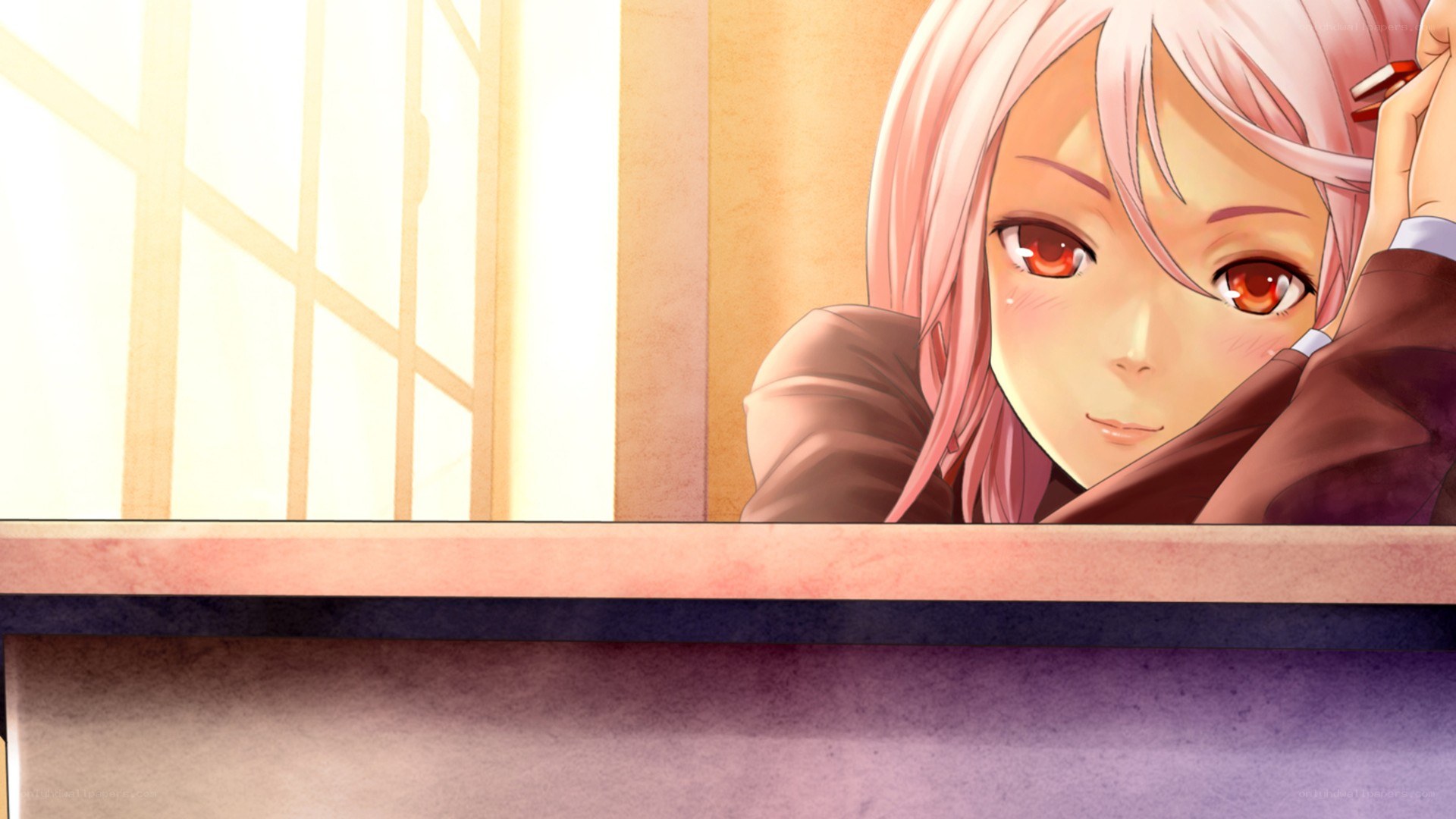 anime girl at window